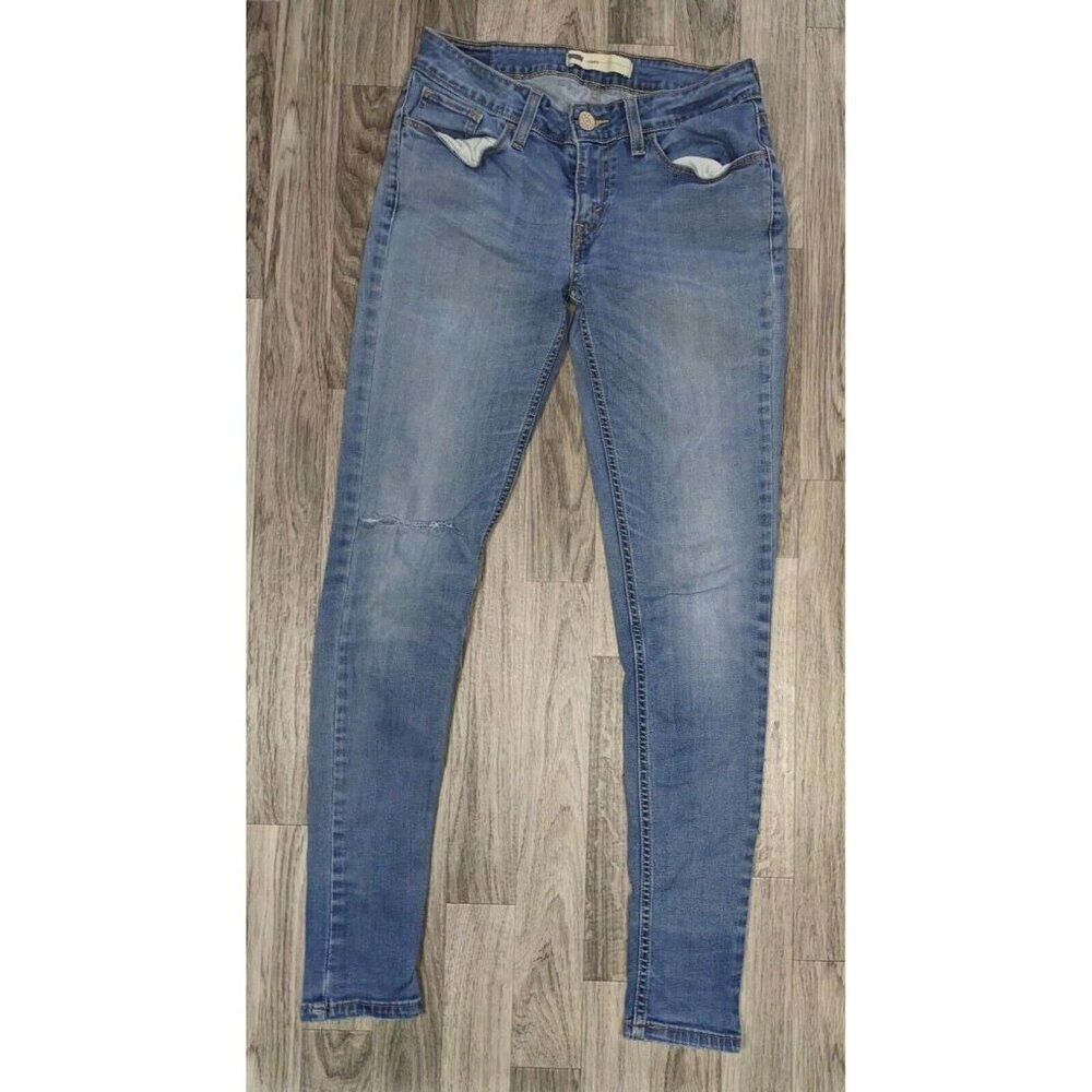 Levi Strauss Womens Size 28 Distressed Skinny Pockets Denim Blue Jeans Leggings